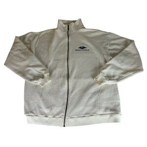 Vintage 80s Highlands North Carolina Zip Up Jacket Men's XL White Embroidered